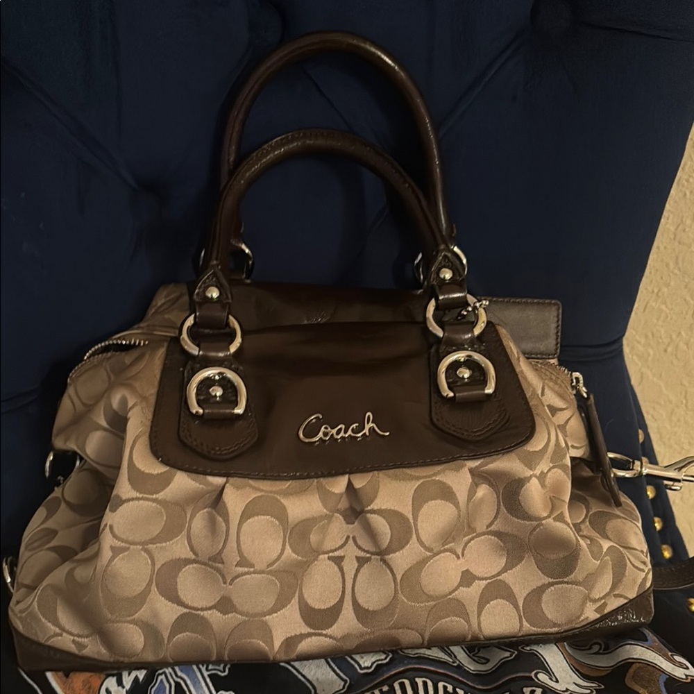 Brown coach Ashley signature satchel